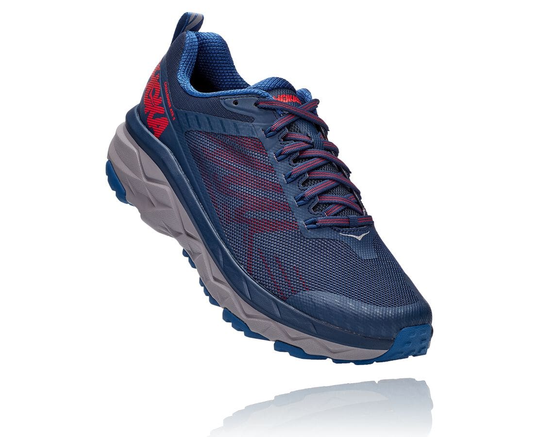 Pantofi Alergare Trail Hoka One One Challenger Atr 5 Barbati - Albastri Inchis / Rosii | Romania XNH